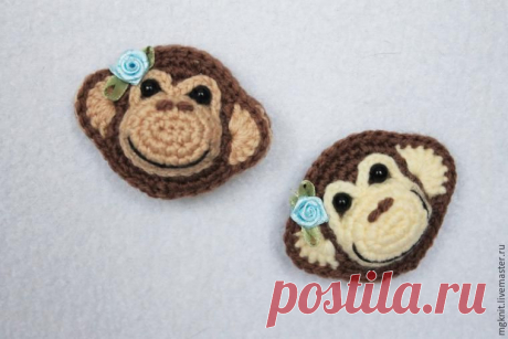 Вяжем крючком брошку-обезьянку — символ 2016 года - Ярмарка Мастеров - ручная работа, handmade