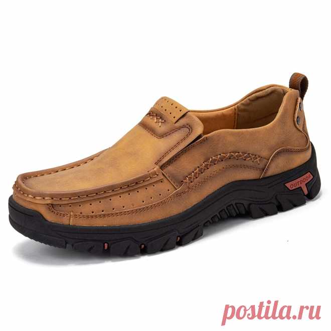 Men Retro Microfiber Leather Comfy Slip-on Outdoor Non Slip Casual Flat Shoes - US$47.04