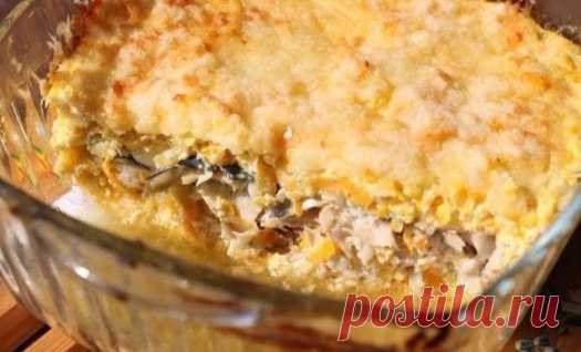 Прекрасный вариант для ужина: запеканка со скумбрией и овощами!