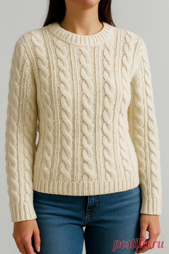 Classic Cream Cable Knit Sweater Pattern