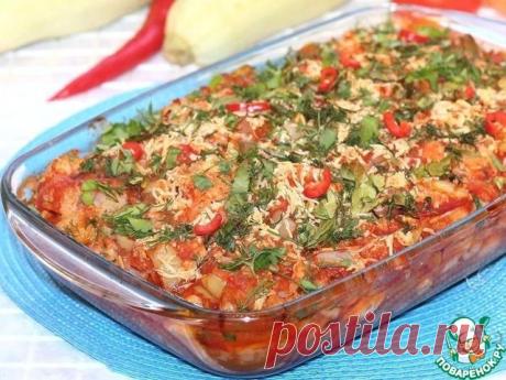 Цветная капуста с курицей в томатно-овощном соусе