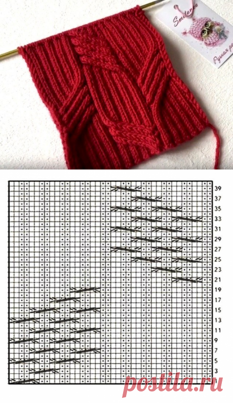 УЗОРЫ СПИЦАМИ: Узор “Фантазийная коса или жгуты на резинке 2 на 2” (Вязание спицами) – Журнал Вдохновение Рукодельницы