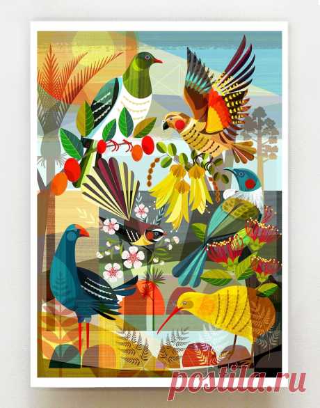 Impresión de Flora y Fauna de Nueva Zelanda NZA122 - Etsy Chile