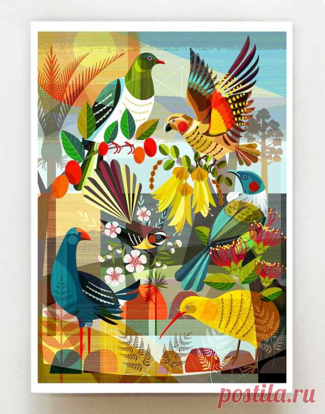 Impresión de Flora y Fauna de Nueva Zelanda NZA122 - Etsy Chile