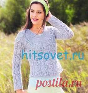 Ажурный джемпер спицами с узором