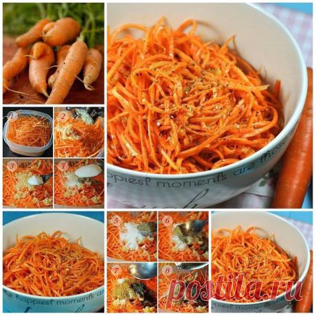 Самая вкусная морковь по-корейски На 1 кг. моркови:&nbsp;3 ст.л.сахара,&nbsp;1 ч.л. соли,
1 ст.л. кориандра молотого,&nbsp;2 ст.л. уксуса,&nbsp;0,5 ч.л. черного молотого перца,&nbsp;щепотка красного молотого перца,&nbsp;5 зубков чеснока,&nbsp;100-150 грамм растительного масла.Приготовление:&nbsp;Морковь натираем на...