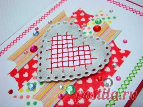 Cross-stitch heart pop up card