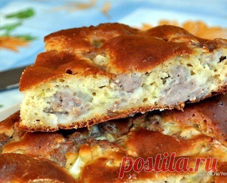 Самый быстрый и вкусный наливной пирог с мясом &quot;Легче не бывает!&quot;
