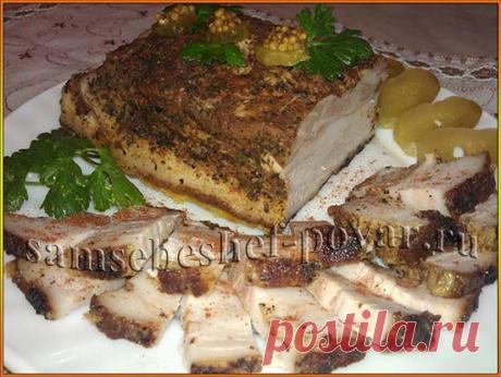 Сало, запеченное в духовке - фото-рецепт | Samsebeshef-povar.ru