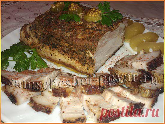 Сало, запеченное в духовке - фото-рецепт | Samsebeshef-povar.ru