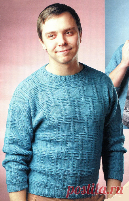 Пуловер мужской спицами