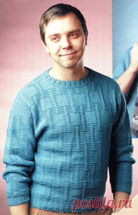 Пуловер мужской спицами