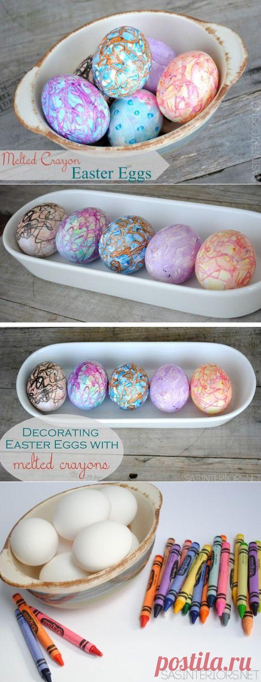Окрашивание яиц восковыми мелками.