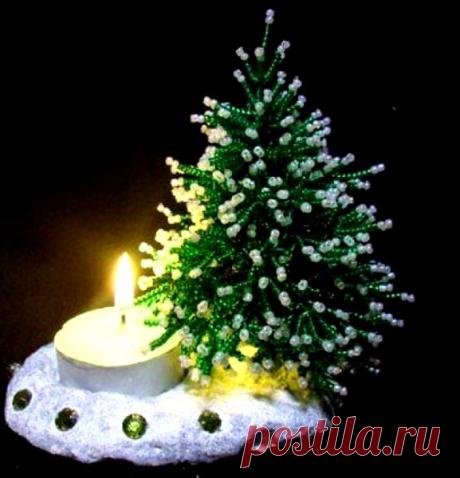 Елочка из бисера: подсвечник своими руками | 33 Поделки | Яндекс Дзен
