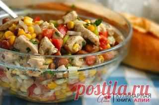 Салат с фасолью, кукурузой, курицей и... | Семья и дом