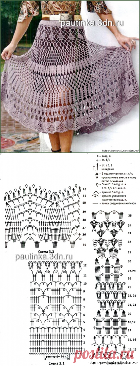 Вязаная ажурная Юбка крючок