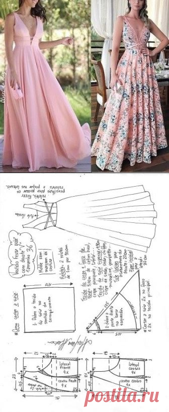 Vestido de festa godê com decote V | DIY - molde, corte e costura - Marlene Mukai