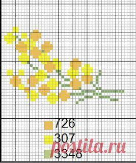Вышивка и схемы, вышивка Крестом бесплатные Схемы легкие для вышивки крестом мимозы