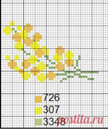 Вышивка и схемы, вышивка Крестом бесплатные Схемы легкие для вышивки крестом мимозы
