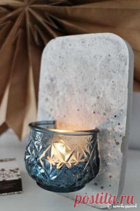 DIY Concrete Wall Mount Candle Holder