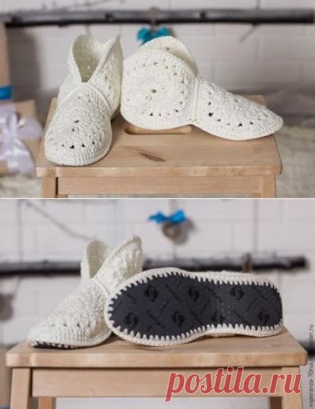 Тапочки крючком на войлочной подошве схемы и описание | HandMade