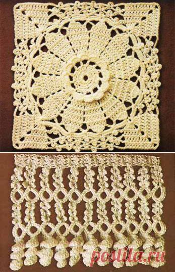 Квадратный мотив для покрывала и кайма | Искусница