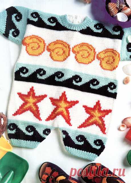 Комбинезон с морским орнаментом | Loveknitting.ru