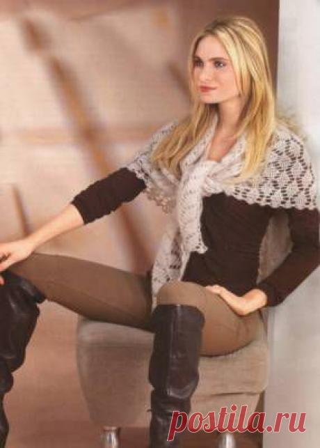 Бесплатная схема вязания крючком ажурного платка. - Палантины - Вязание крючком - Модели и схемы вязания крючком 2013 - 2014 года