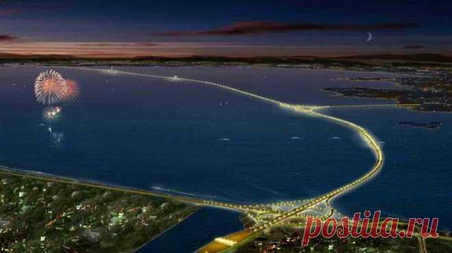 Циндаоский мост - самый длинный в мире мост над водой Циндаоский мост проходит через залив Цзяочжоу, который соединяет восточные и западные районы региона Циндао в Китае. Сооружение сокращает расстояние от Циндао до Малого Циндао, Красного острова и Желт...