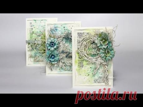 Karácsonyi képeslapok mixed media technikával // Christmas cards with mixed media technique