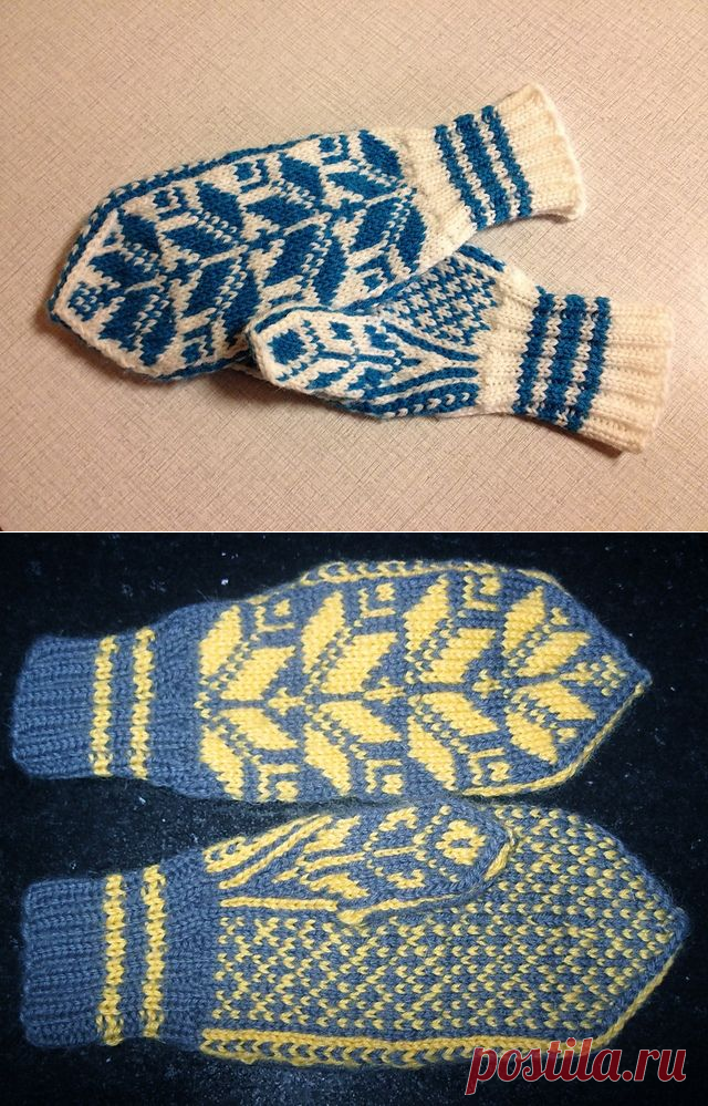 Норвежские варежки с жаккардом