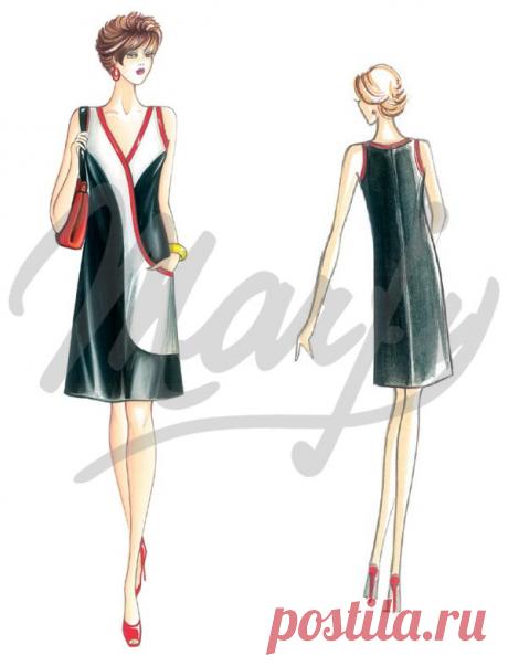 Black fabric about mt 1 10 wide 1 40 – White fabric mt 0 90 wide 1 40 Available in sizes 42 44 46 A-line dress with sculpted seams and single-pocket motif Suggested fabric linen or poplin