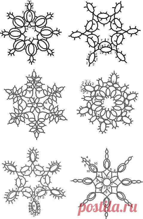 (125) Moje wzory frywolitkowe - Upper right pattern is easy to follow. Will make in solid color next time as the variegated makes it look off balance.