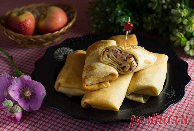 Блинчики с яблоками и сливочным кремом - рецепт с пошаговыми фото | ne-dieta Предлагаю вам оригинальный рецепт изумительно вкусных блинов, фаршированных яблочной начинкой со сливочным кремом. Блины отлично подойдут для вкусного сбалансированного завтрака и полезного полдника.