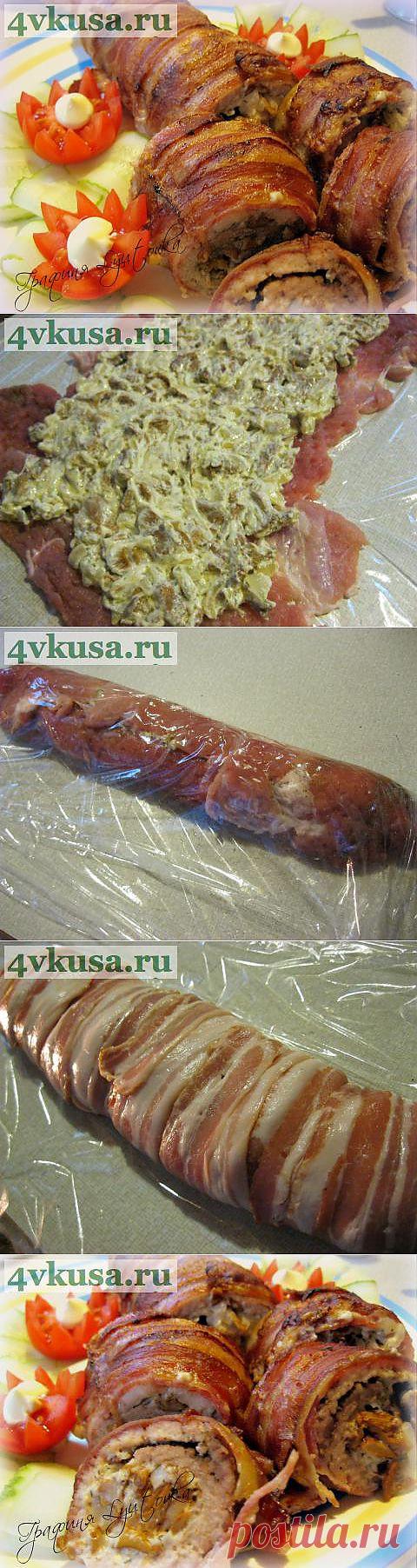 Мясной рулет с грибами и беконом | 4vkusa.ru