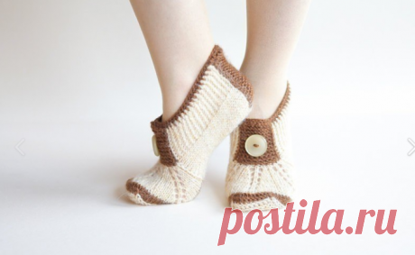 Тапочки спицами.