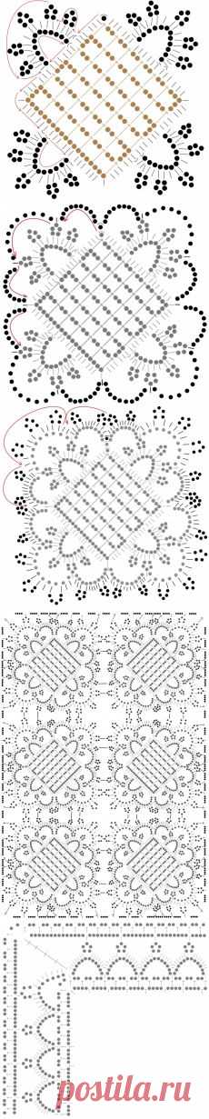 Прямоугольная салфетка. Вязание крючком. | Волшебная бусинка