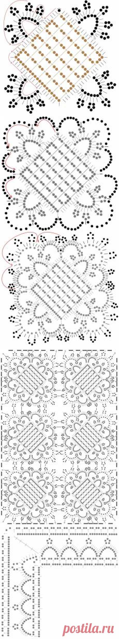 Прямоугольная салфетка. Вязание крючком. | Волшебная бусинка