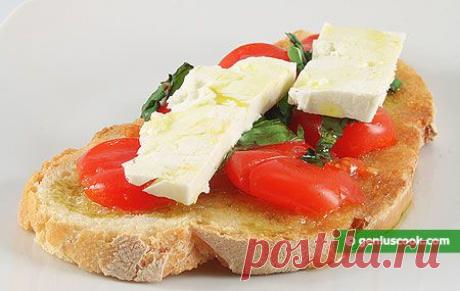 Брускетта с помидорами и козьим сыром | Закуски и салаты | Гениальная кулинария - Рецепты вкусных и полезных блюд