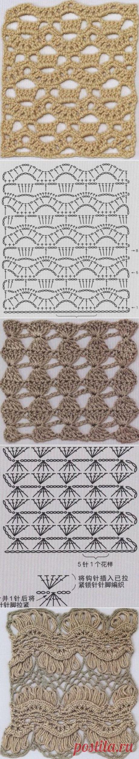 Схемы ажурных узоров крючком