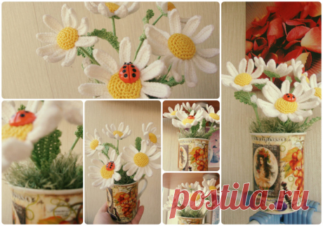 Ромашки крючком (с фотографиями!) | NiceHandMade - вязание крючком для дома
