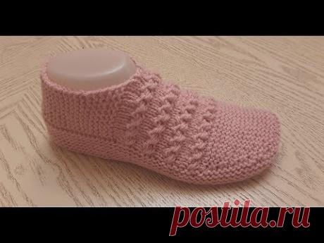 Классные , удобные тапочки-следки на двух спицах № 54./PATIK MODELLERI