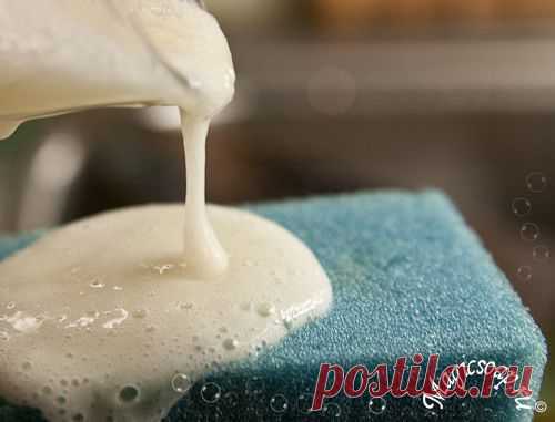 Уборка дома натуральными средствами: жидкое средство для мытья посуды.