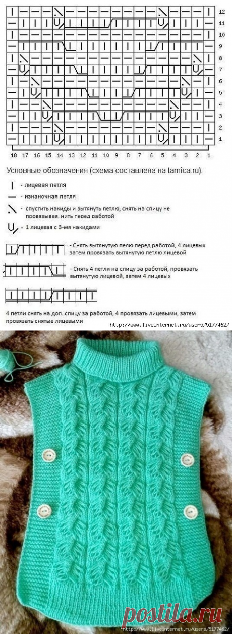 Жилет – пончо для девочки узором «Турецкая коса» (Вязание спицами) – Журнал Вдохновение Рукодельницы