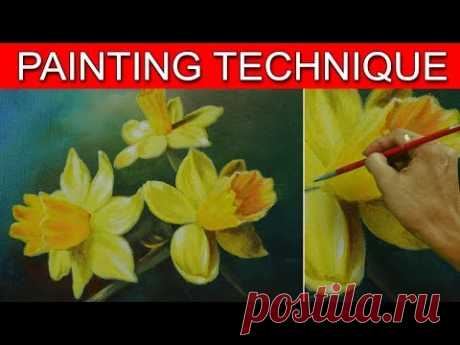 How to Paint Daffodil Flowers in Easy Step by Step Acrylic Full Painting Tutorial by JM Lisondra