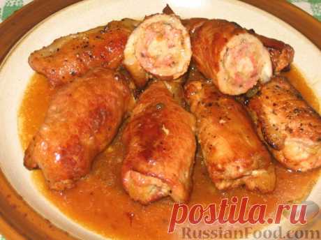 Рецепт: Свиные рулеты с ананасами на RussianFood.com