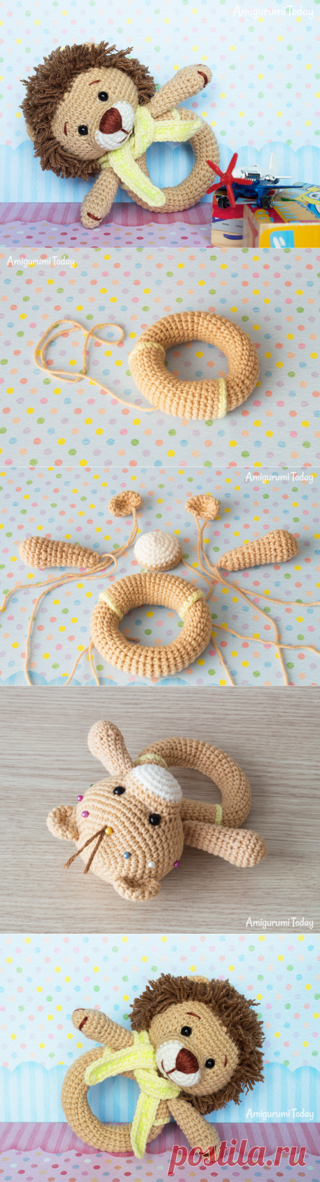 Лев детского грохота вязания крючком картины - Amigurumi сегодня