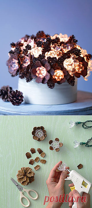 Светильник из шишек. Мастер-класс