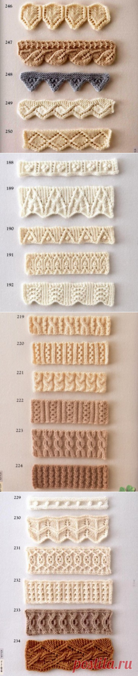 Узоры для оформления края изделия. Вязание спицами.