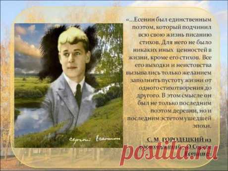 3 октября-день рождения моего любимого поэта, одного из самых гениальных поэтов 20 столетия, русского поэта- Сергея Есенина.
( 03.10.1895-25.12.1925)
" Гений всегда народен"
Александр Блок
***
В этом имени – слово есень 
Осень, ясень, осенний цвет 
Что-то есть в нем от русских песен: 
Поднебесье, тихие неси 
Сень березы 
И синь рассвет 
Что-то есть в нем и от весенней 
Грусти, юности, чистоты 
Только скажут: Сергей Есенин 
Всей России встают черты. 
(Поэт Николай Браун к 100-летию со дня рожде
